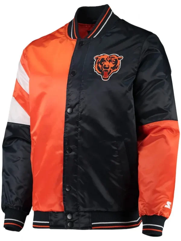 Chicago Bears Leader Navy-Orange Full-Snap Satin Jacket