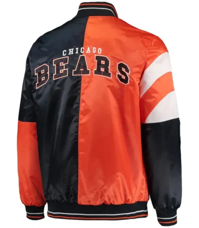 Chicago Bears Leader Navy-Orange Full-Snap Satin Jacket