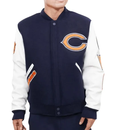 Chicago Bears Letterman Navy Blue-White Jacket