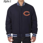 Chicago Bears Letterman Wool Navy Blue Jacket