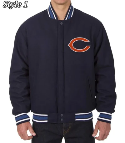 Chicago Bears Letterman Wool Navy Blue Jacket