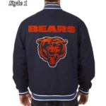 Chicago Bears Letterman Wool Navy Blue Jacket