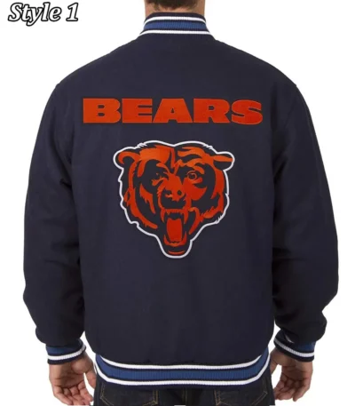 Chicago Bears Letterman Wool Navy Blue Jacket