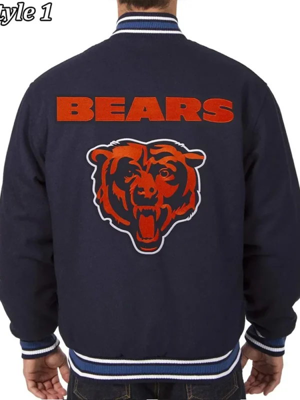 Chicago Bears Letterman Wool Navy Blue Jacket