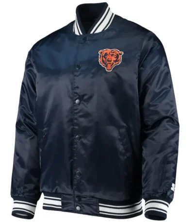 Chicago Bears Locker Room Bomber Blue Satin Jacket