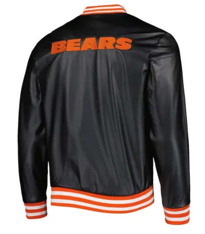 Chicago Bears Metallic Black Leather Jacket