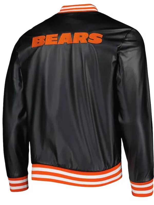 Chicago Bears Metallic Black Leather Jacket