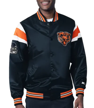 Chicago Bears Midweight Navy Satin Jacket
