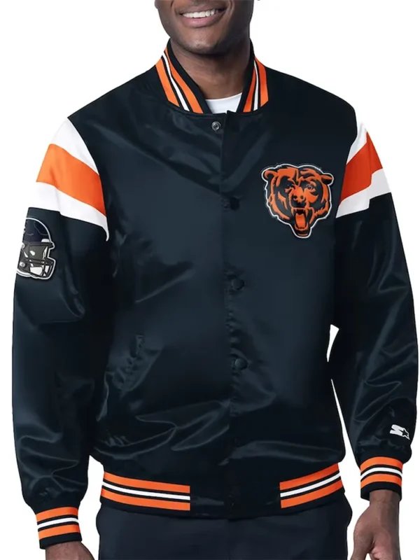 Chicago Bears Midweight Navy Satin Jacket