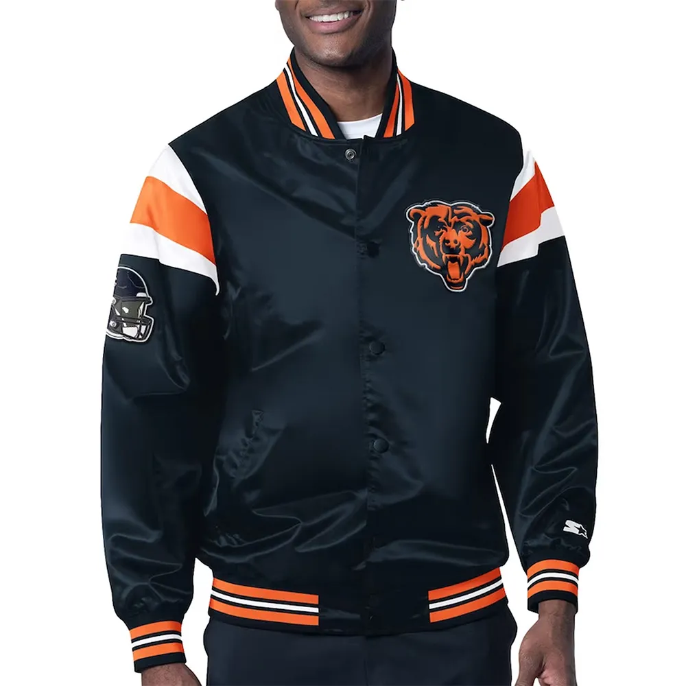 Chicago Bears Midweight Navy Satin Jacket Chicago Bears Midweight Navy Satin Jacket