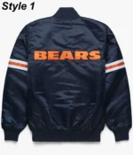 Chicago Bears Navy Blue Bomber Satin Jacket