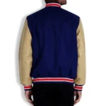 Chicago Bears Navy Blue and Off White Letterman Jacket