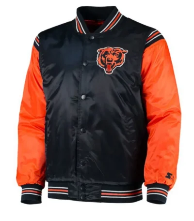 Chicago Bears Navy Blue and Orange Starter Varsity Jacket