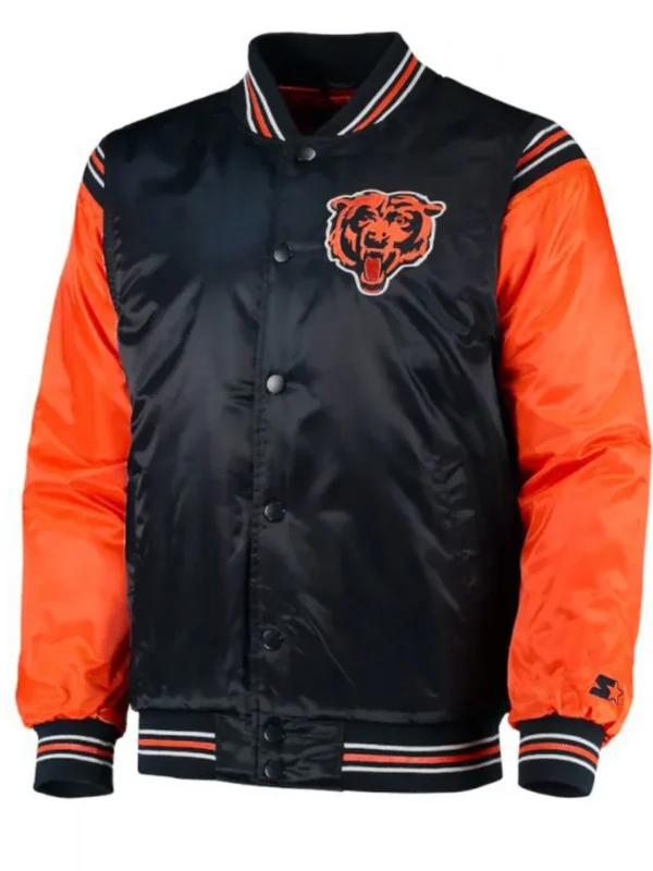 Chicago Bears Navy Blue and Orange Starter Varsity Jacket
