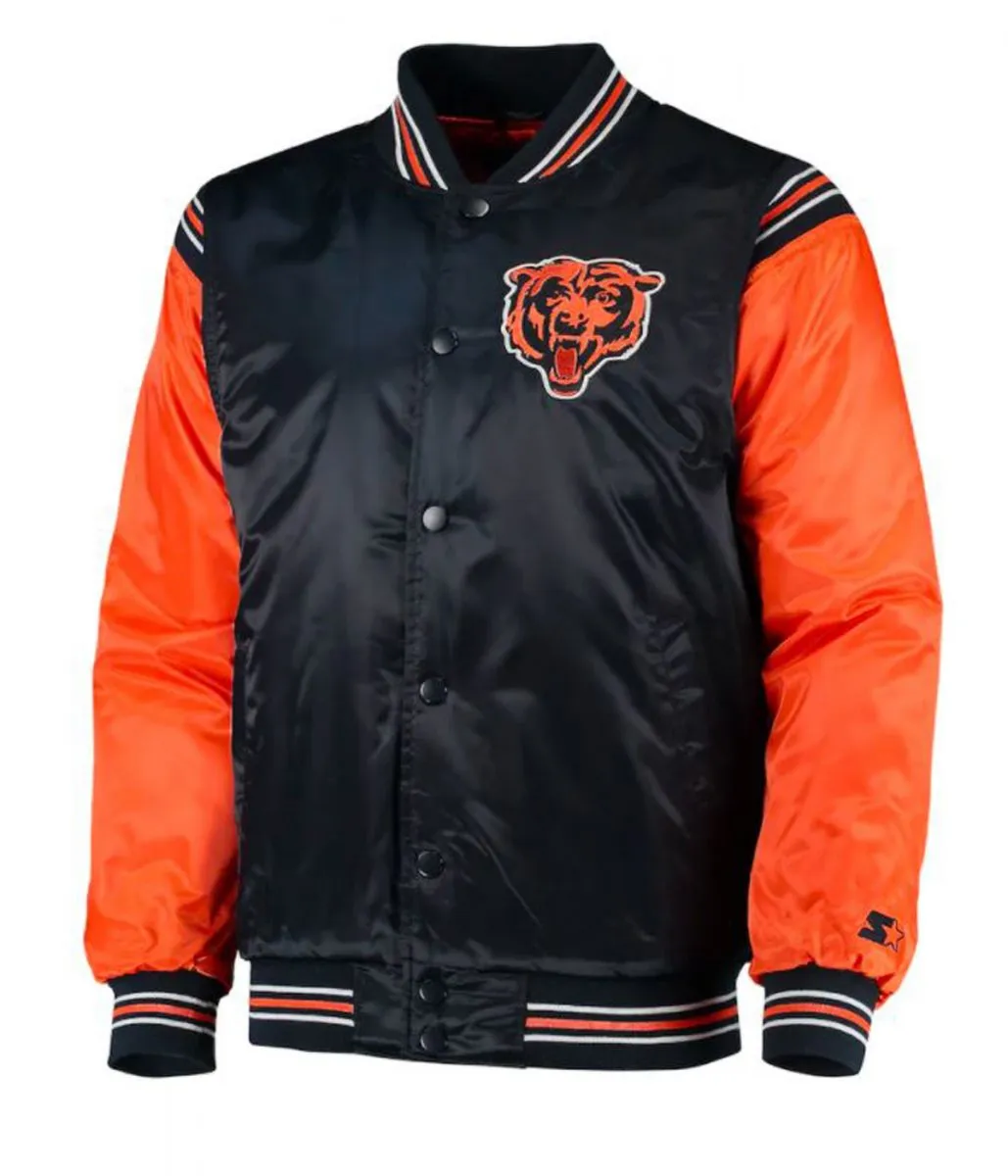 Chicago Bears Navy Blue and Orange Starter Varsity Jacket Chicago Bears Navy Blue and Orange Starter Varsity Jacket