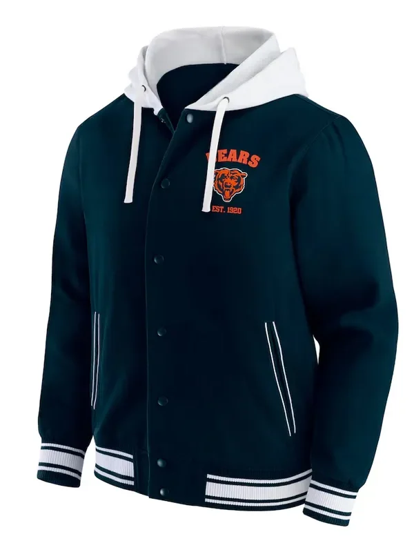 Chicago Bears Navy Cotton Hooded Jacket