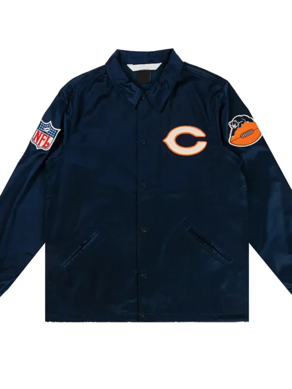 Chicago Bears Navy Satin Windbreaker