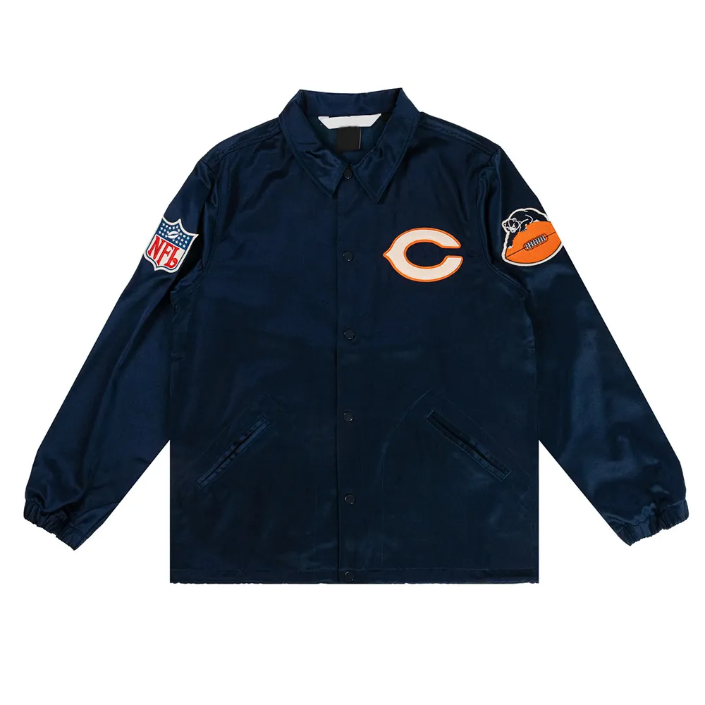 Chicago Bears Navy Satin Windbreaker Chicago Bears Navy Satin Windbreaker