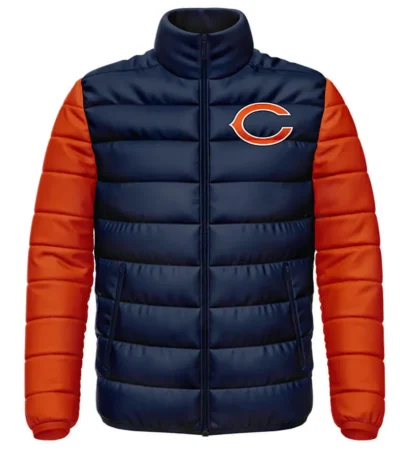 Chicago Bears Navy and Orange Puffer Jacket