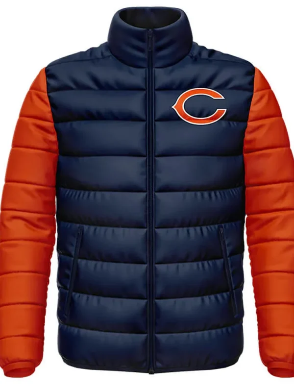 Chicago Bears Navy and Orange Puffer Jacket