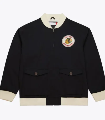 Chicago Blackhawks Black Cotton Twill Jacket