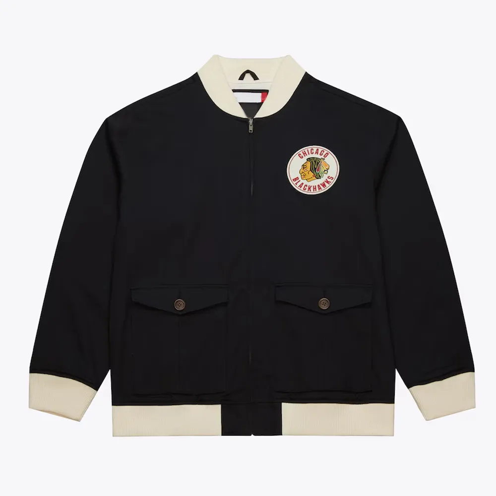 Chicago Blackhawks Black Cotton Twill Jacket Chicago Blackhawks Black Cotton Twill Jacket