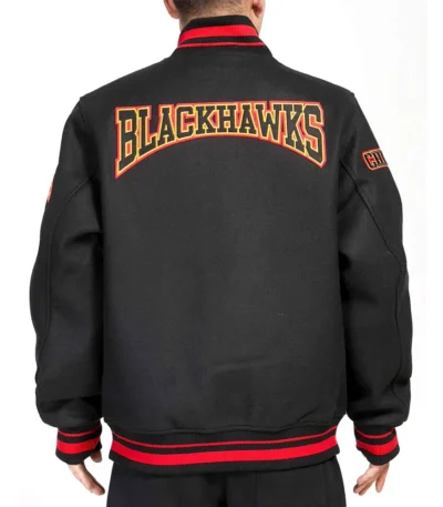 Chicago Blackhawks Black Crest Varsity Wool Jacket