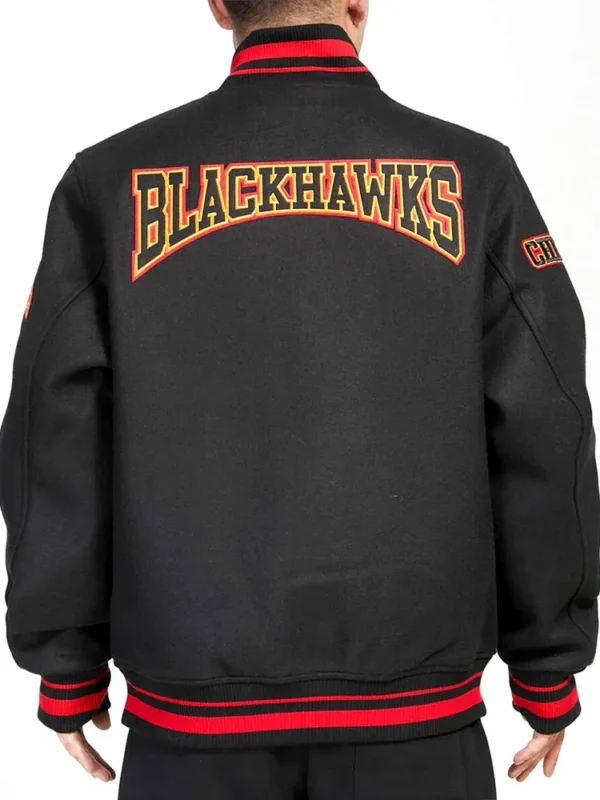 Chicago Blackhawks Black Crest Varsity Wool Jacket
