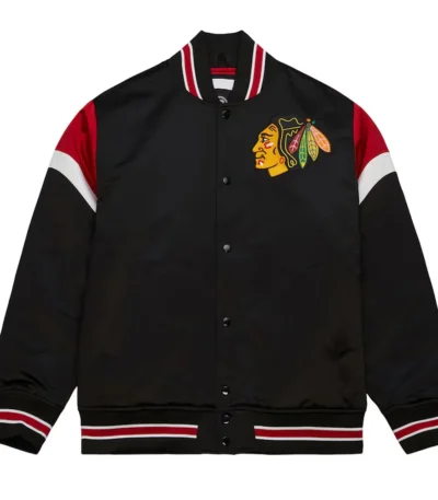 Chicago Blackhawks Black Heavyweight Satin Jacket