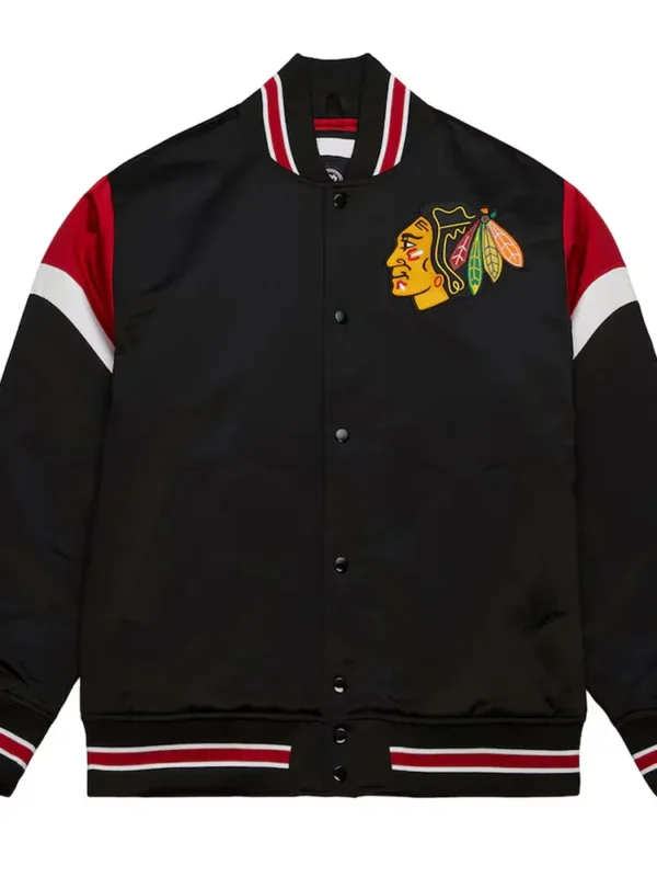 Chicago Blackhawks Black Heavyweight Satin Jacket