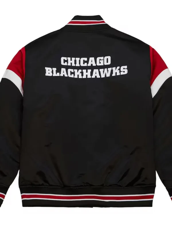 Chicago Blackhawks Black Heavyweight Satin Jacket