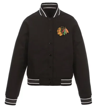Chicago Blackhawks Black Poly-Twill Jacket