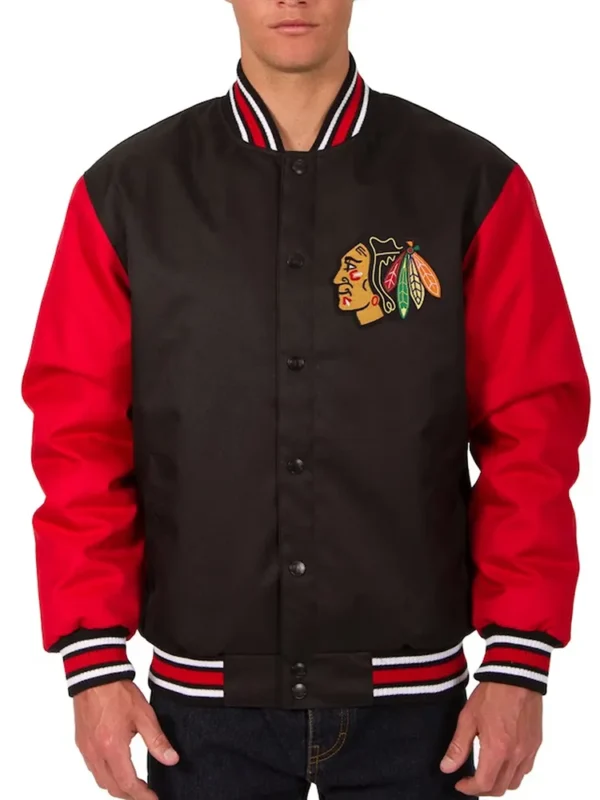 Chicago Blackhawks Black and Red Poly-Twill Jacket