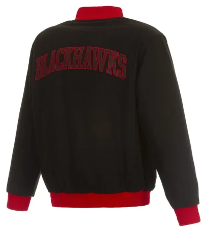 Chicago Blackhawks Commemorative Varsity Black Wool Jacket