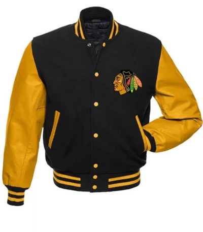 Chicago Blackhawks NHL Varsity Black and Yellow Jacket