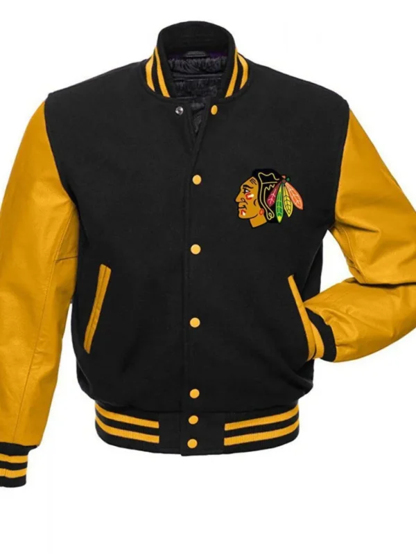 Chicago Blackhawks NHL Varsity Black and Yellow Jacket