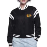 Chicago Blackhawks Printed Logo Varsity Satin Jacket