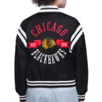 Chicago Blackhawks Printed Logo Varsity Satin Jacket