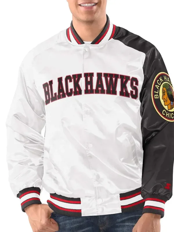 Chicago Blackhawks Retro Button-Up Satin Jacket