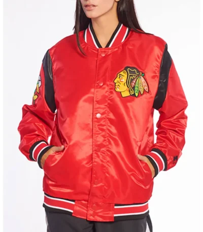 Chicago Blackhawks Teddy Red Satin Jacket