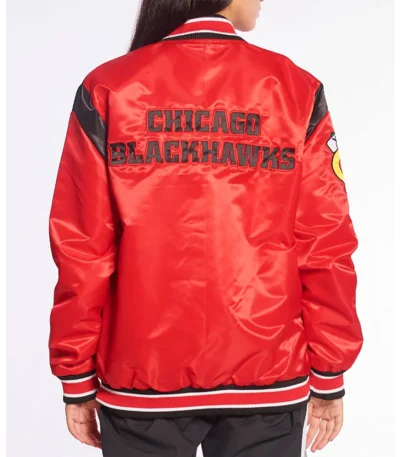 Chicago Blackhawks Teddy Red Satin Jacket