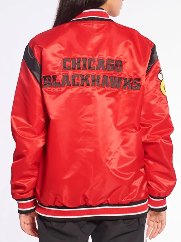 Chicago Blackhawks Teddy Red Satin Jacket