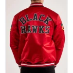 Chicago Blackhawks Throwback Red Varsity Satin Jacket
