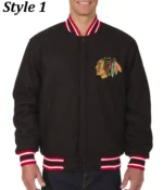 Chicago Blackhawks Varsity Wool Black Jacket