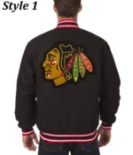 Chicago Blackhawks Varsity Wool Black Jacket