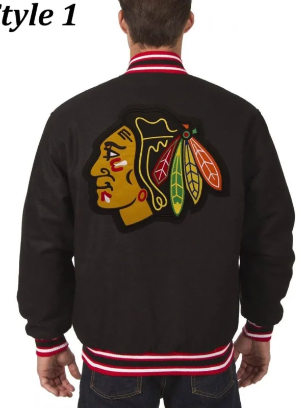 Chicago Blackhawks Varsity Wool Black Jacket