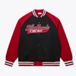 Chicago Blackhawks Vintage Logo Double Clutch Black Satin Jacket