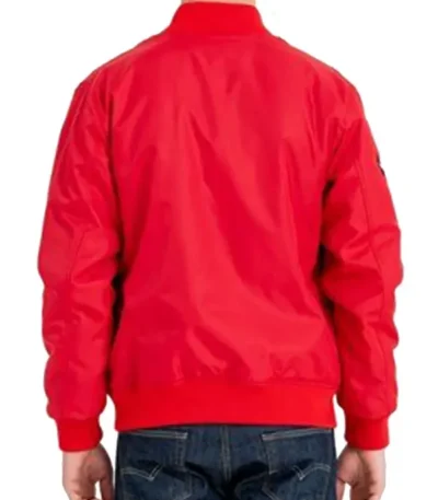 Chicago Bomber Wordmark Red Satin Jacket