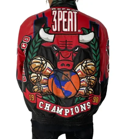 Chicago Bulls 3-Peat Championship Leather Jacket