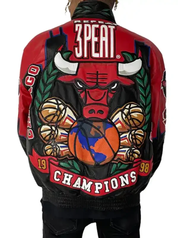 Chicago Bulls 3-Peat Championship Leather Jacket